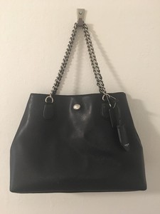 black leather chain purse