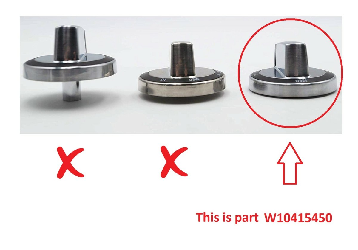 New Genuine OEM W10415450 Whirlpool Knob Plated W10294797 