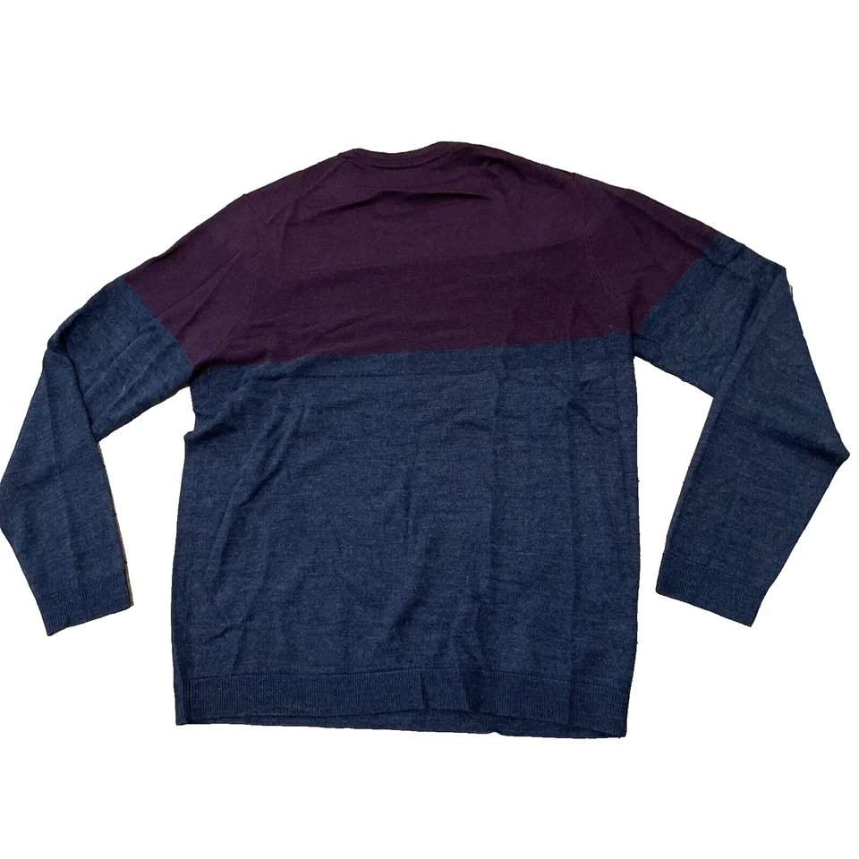 APT. 9 Merino Wool Sweater Men L Colorblock Red Gray Soft Preppy Pullover 42" - Image 2 of 4