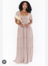 Show Me Your Mumu Bridesmaid NWT Nicole Soft Beige Chiffon Maxi Dress Size Med
