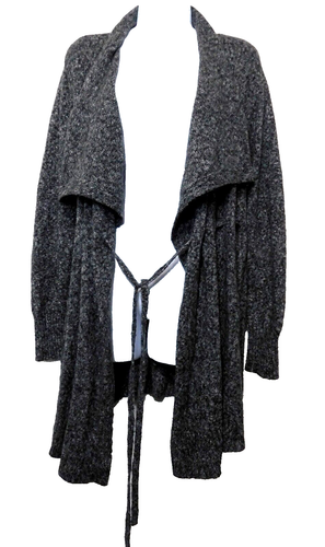 Motherhood Maternity Belted Drape Cardigan Sweater M Gray Cotton Blend - Picture 4 of 9