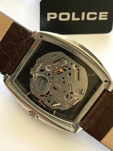 Police Chronograph Alarm Quartz 10967M New Men's Wrist Watch Leather Strap Runs - Picture 8 of 12