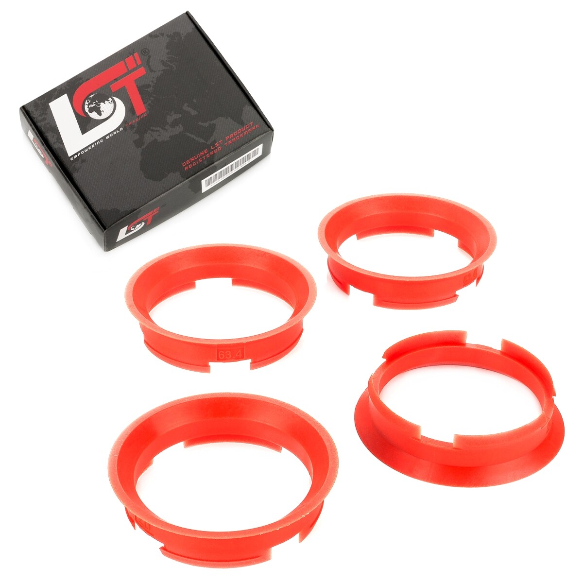 4x centering rings spacers for alloy wheels Ø 57.1 mm - Ø 63.4 mm for RENAULT