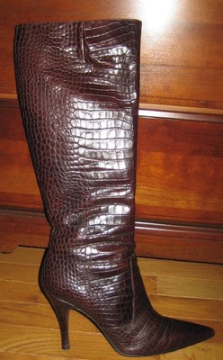 croc embossed leather boots