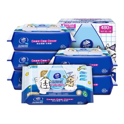 Vinda Spülbare sanfte feuchte Toilettenpapier Feuchthygiene Tücher 80 Stück (6er Box)