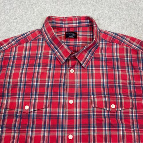 UNTUCKit Shirt Men's 3XL XXXL Red Plaid Long Sleeve Button Down Casual Pockets - Picture 1 of 11
