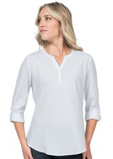 Blusa elástica con rollo de 3/4, blanca