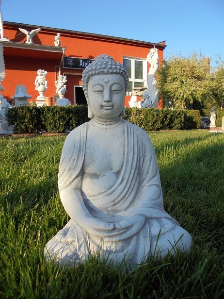 Liegende Buddha Statue Aus Steinguss – 25 Cm Hoch, 21 Kg, Frostsicher, Für Garten & Außenbereich