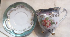 Vintage Lustre Footed Cup and Saucer #35