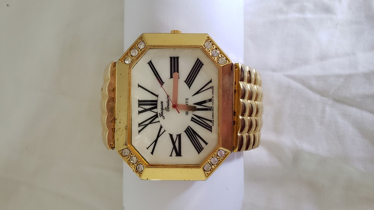 Jacques Couture Quartz movement‎ gold toned watch Jacques Couture Quartz Watch Brown Leather Vintage... | Depop main image 3