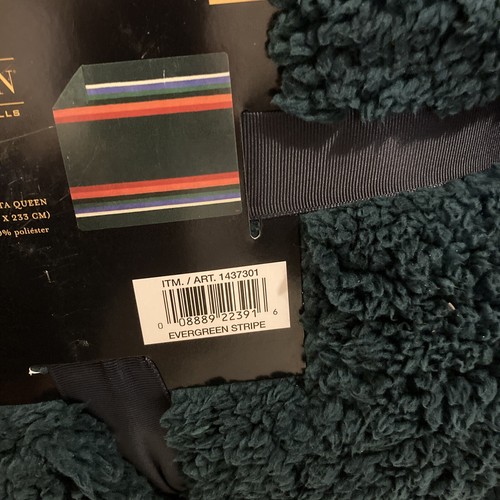 Lot Of 3Pendleton Queen Size Fleece Blanket 98" x 92" Color-Evergreen Stripe NEW - Picture 5 of 8