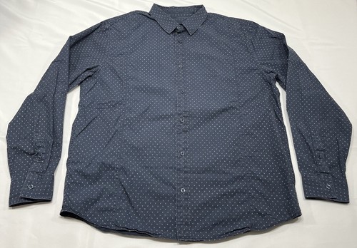 Prana Shirt Mens XL Blue 100% Organic Cotton Long Sleeve Button Geometric