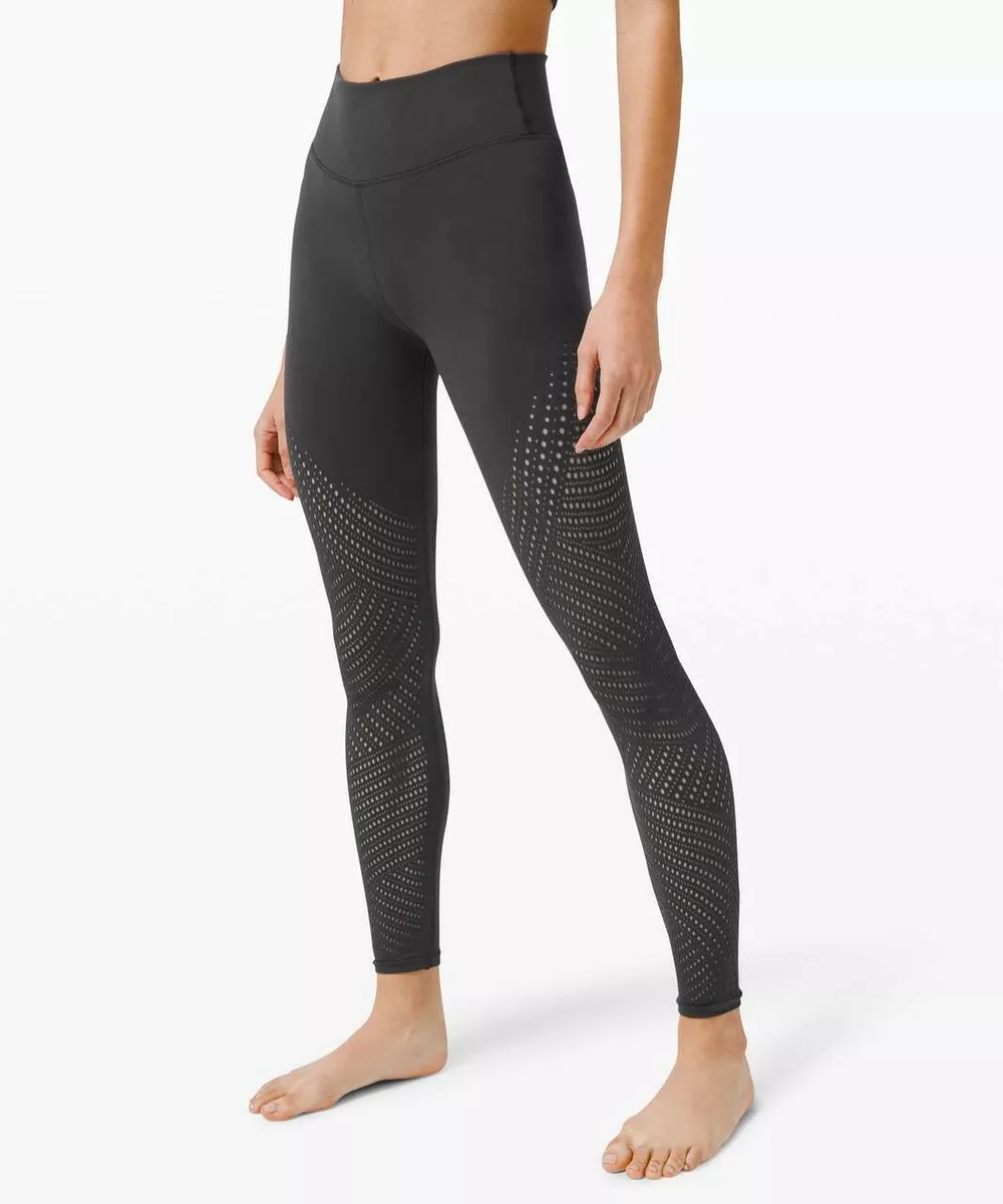 NEW LULULEMON Reveal Tight 25 Digi Rain Mesh 8 Graphite Grey