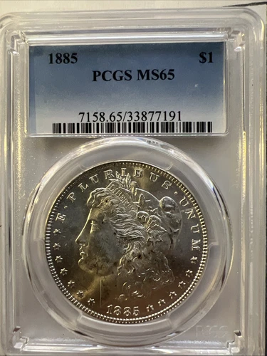 1885 MORGAN SILVER DOLLAR PCGS MS65 BLUE LABEL