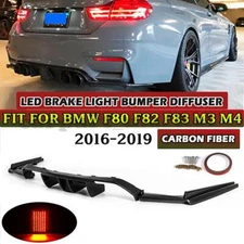 Carbon Fiber For 2015-2020 2019 BMW F80 M3 F82 F83 M4 Rear Diffuser Lip W& Light