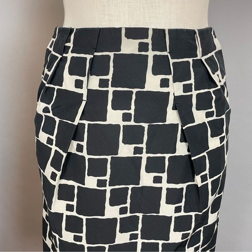 Banana Republic Rock Baumwolle Seide schwarz weiß abstrakt Blöcke Bleistift Taschen 4 - Bild 4 von 16