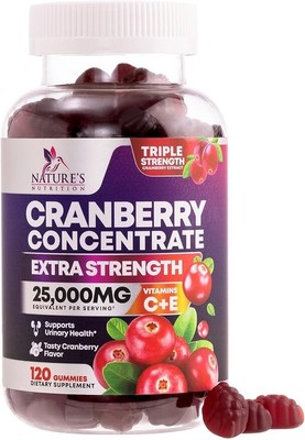 Cranberry Gummies Urinary Tract Health Gummy Vitamin C -25,000mg Triple Strength