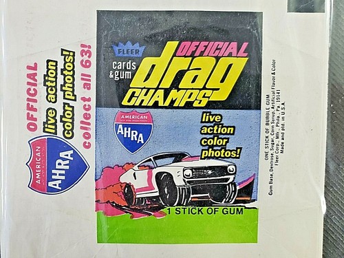 2 EX-MT Official Drag Champs 1972 Fleer Hot Rod AHRA NHRA Trading Card Wrappers - Picture 3 of 3