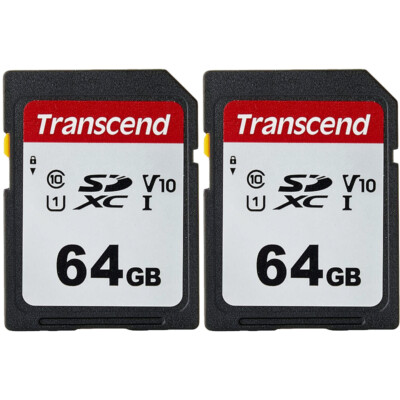 2 x Transcend 64GB SD SDXC UHS-1 Memory for Canon EOS T7, T7i, T6, T6i, T6s 