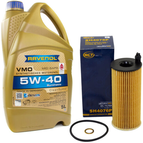 Motoröl Set VMO SAE 5W-40 5 Liter Ölfilter SH4076P für BMW E90 3er MINI Clubman - Picture 1 of 7