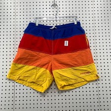 Vintage Tommy Hilfiger Swim Trunks Short Mens Medium Colorblock Yellow Blue 31x6