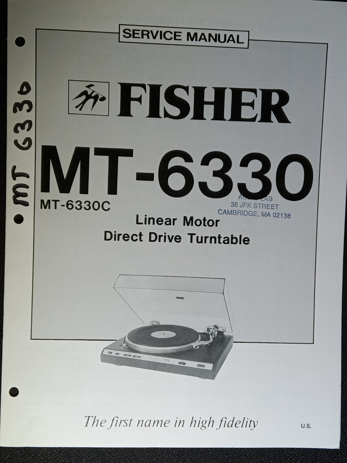 Fisher MT-6330/MT-6330C Direct Drive Stereo Turntable Service Manual