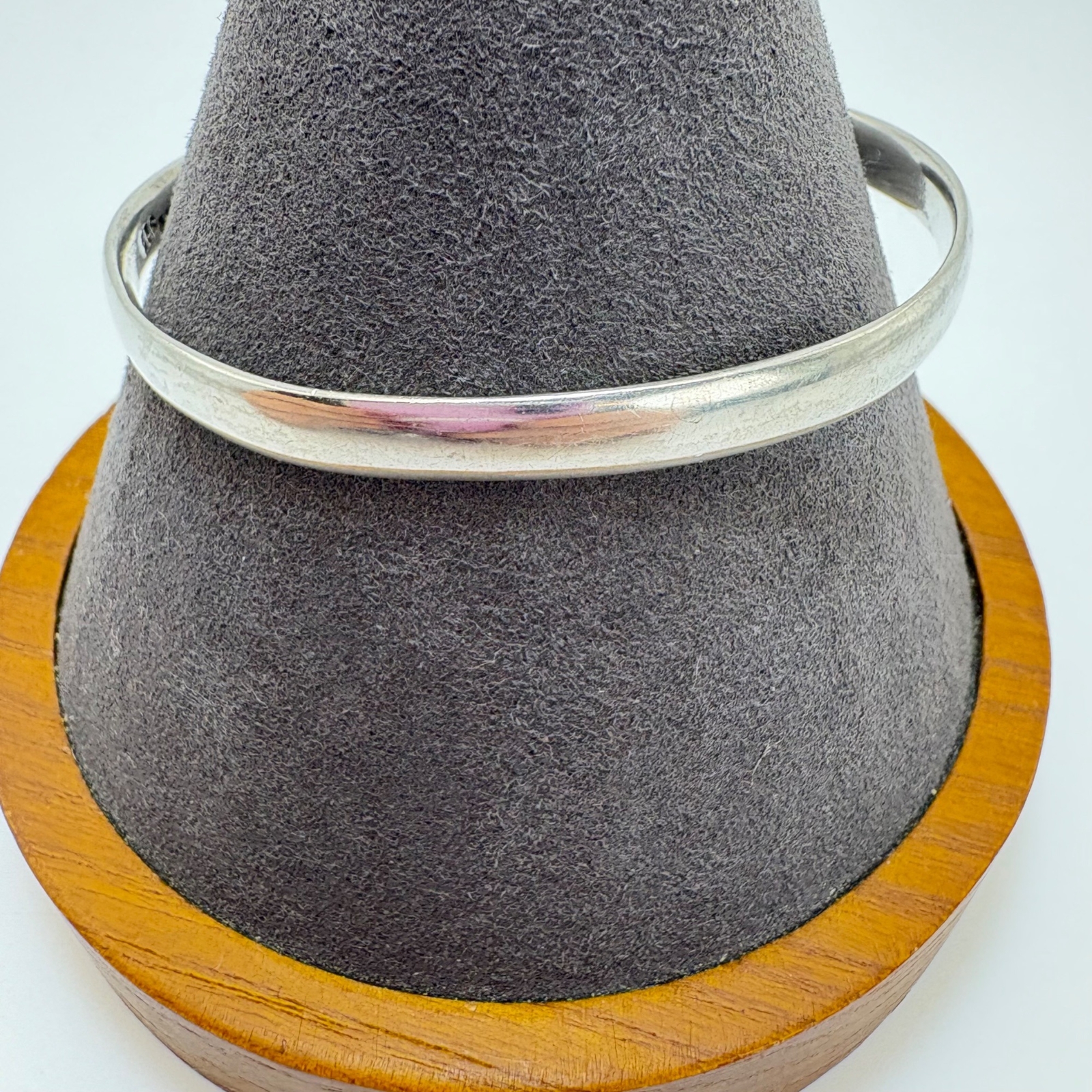 VTG Solid Sterling Silver 925 Rounded Open Cuff B… - image 1