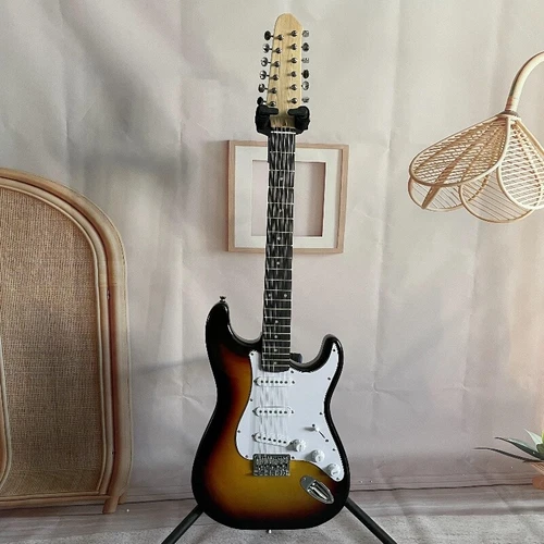 12 Strings Tobacco Burst ST SSS Pickup Electric Guitar Chrome Hardware Free Ship