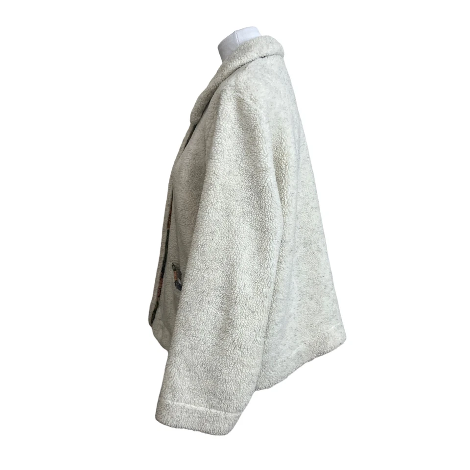 Orvis Oso de Peluche Sherpa Tapiz Borde Crema Chaqueta Chaqueta Mujer L Grande Foto 2 de 4