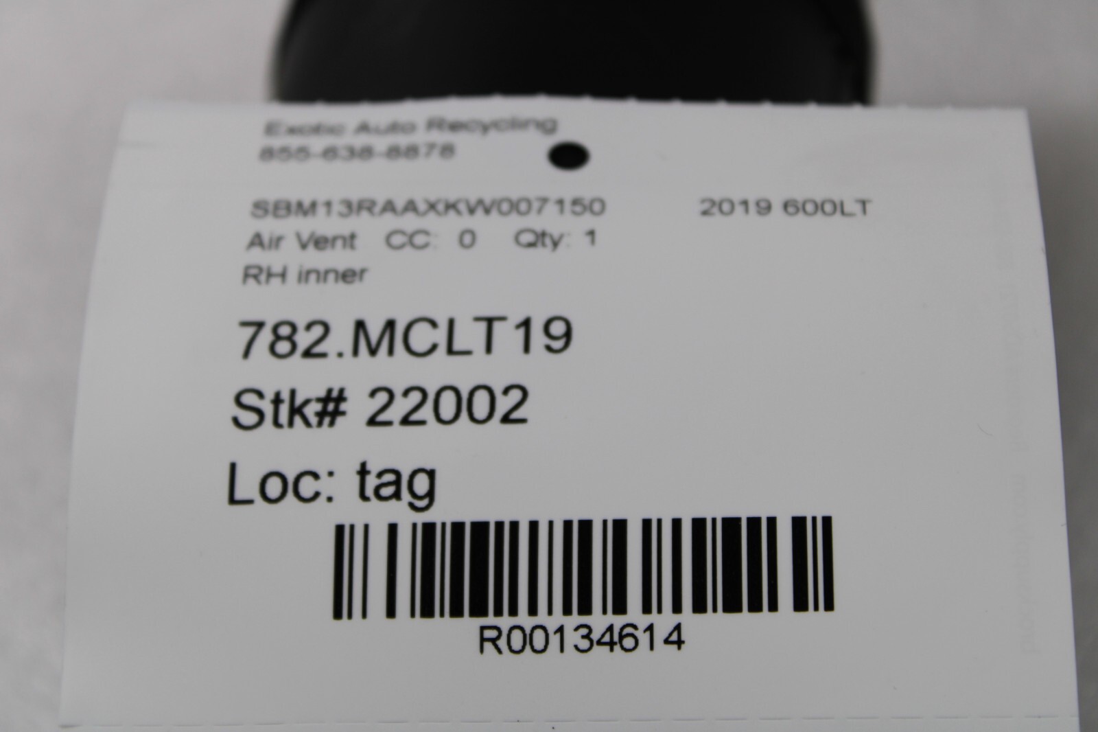 McLaren 600LT, RH, Right, Inner Air Vent, Used