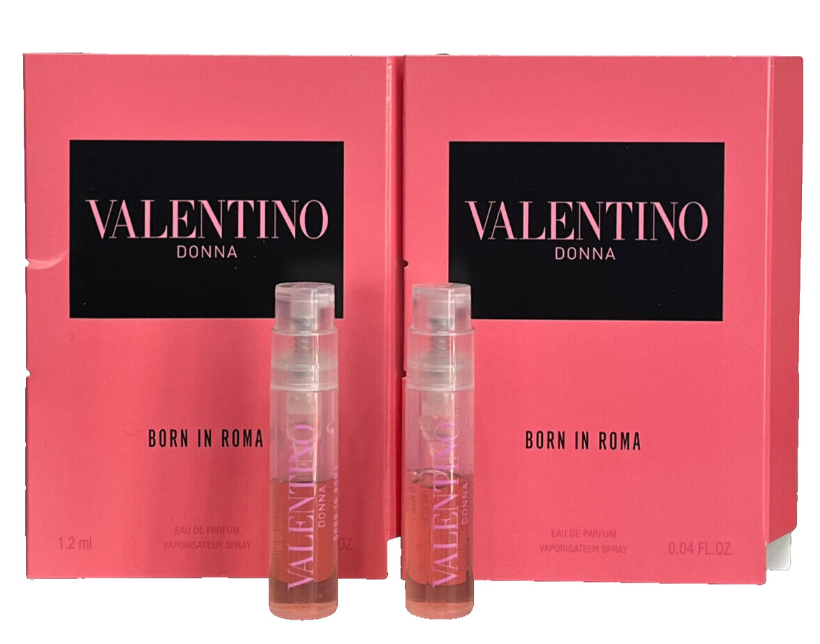 2x VALENTINO DONNA BORN IN ROMA 0.04oz / 1.2ml EDP Spray Samples