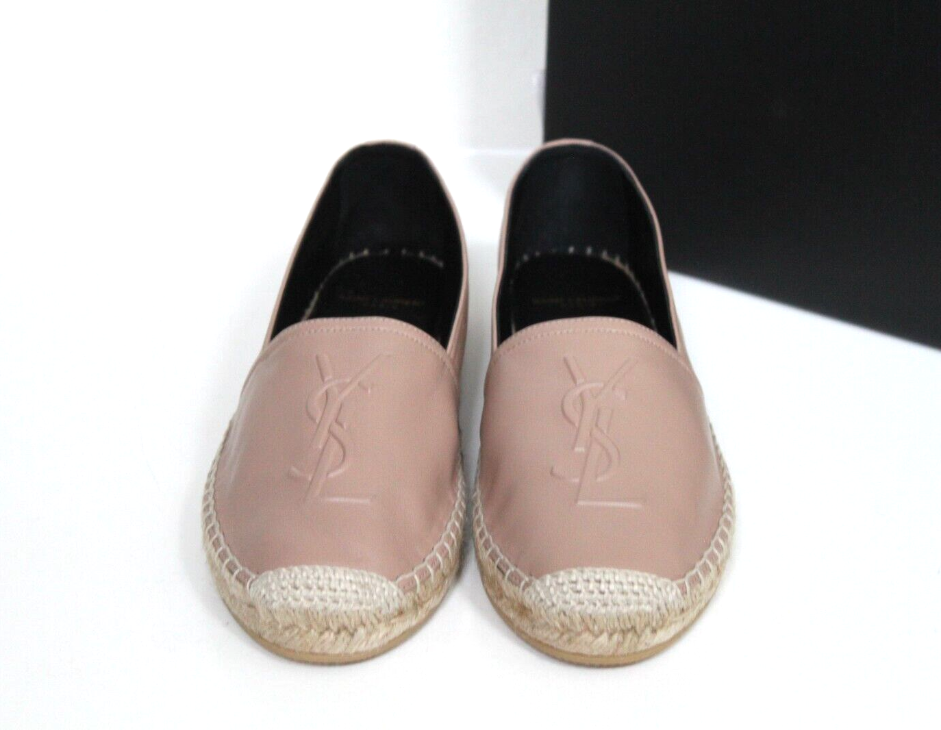 scarpe basse espadrillas in pelle nude con logo Saint Laurent Paris taglia 8 5 39 YSL