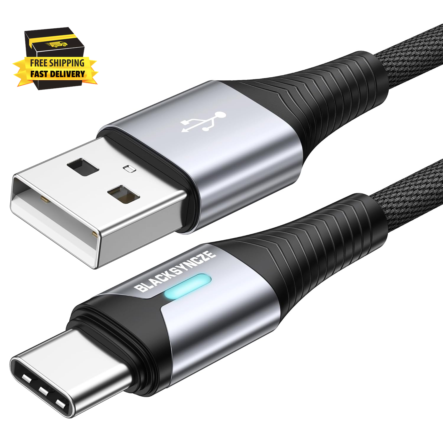 USB C Cable 6.6Ft, 3.1A Type C Charger Fast Charging Cable Nylon Braided USB to-image