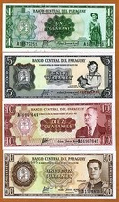 SET Paraguay, 1;5;10;50 Guaranies L. 1952, P-193-195-196-197, A-Serie, UNC