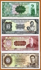 SET Paraguay, 1;5;10;50 Guaranies L. 1952, P-193-195-196-197, A-Serie, UNC