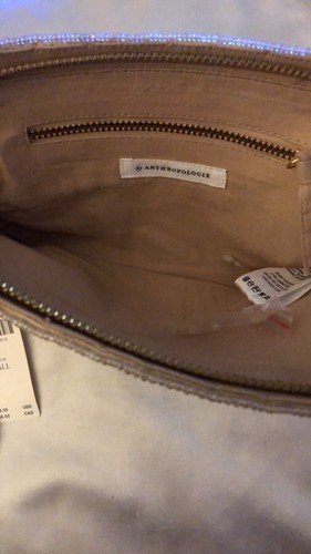 Anthropologie Cream Tone Beaded & Bronze Sequin Gemini Clutch NWT - Picture 12 of 17