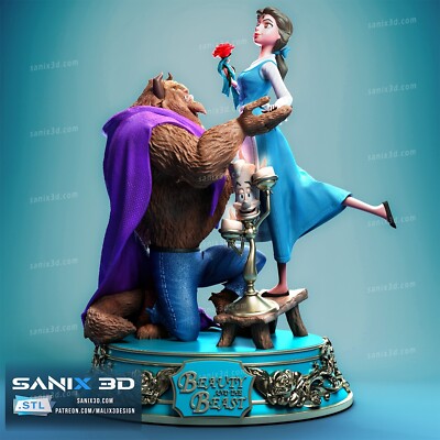 Beauty and the Beast, Filme, 1/4-1/24, Figur, Unbemalt, 3D-Druck, Statue, Sanix3