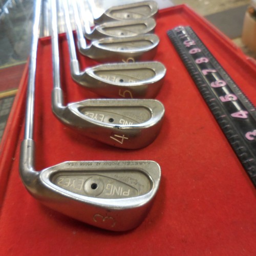PING EYE 2 BLACK DOT 3-9 IRONS --MISSING 8 IRON -NICE CLUBS -GOOD GRIPS R-SHAFTS - Picture 2 of 9