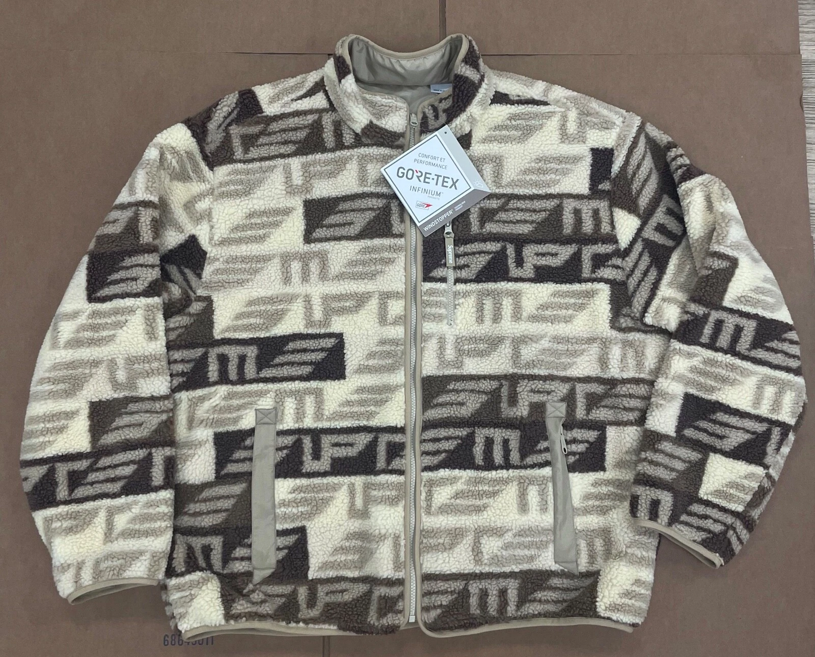 VESTE POLAIRE FW22 SUPREME GEO RÉVERSIBLE GORE TEX COUPE TAN TAILLE XXL (#80