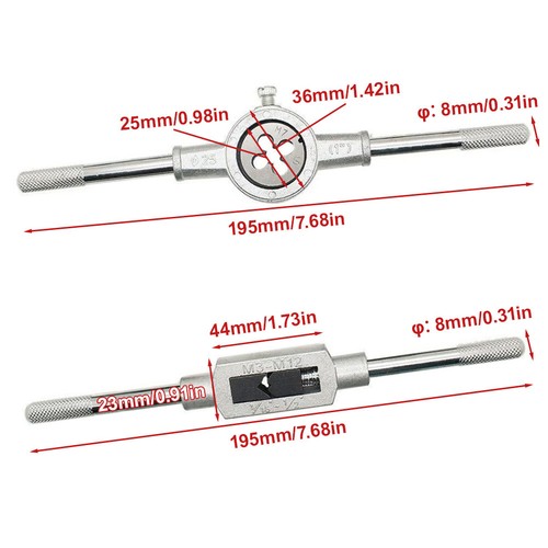 12/20tlg Gewindebohrer und Schneideisen Sets Gewindestopfen Gewindebohrer Schneideisen Schraubenschlüssel Gewinde Handwerkzeuge - Bild 10 von 19