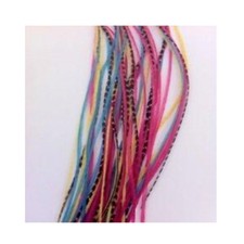 6-10 inch Yellow, Pink, Aquamarine 100 Real Hair 5 Feather Extensions bonded at
