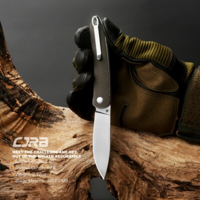 J1917ODG CJRB Ria OD Green 12C27 Blade Micarta Handles Linerlock Clip IKBS