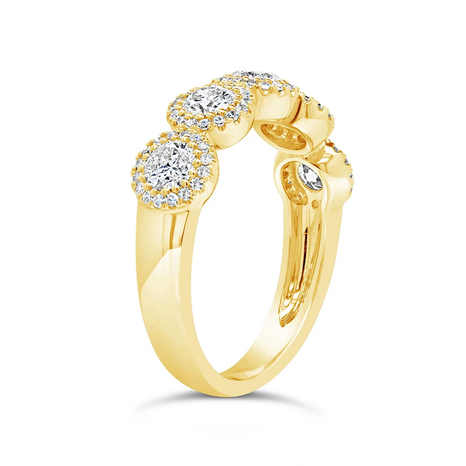 1.25 TCW 14K Yellow Gold 5 Stone Round Diamond Engagement Wedding Ring Band - Image 3 of 4