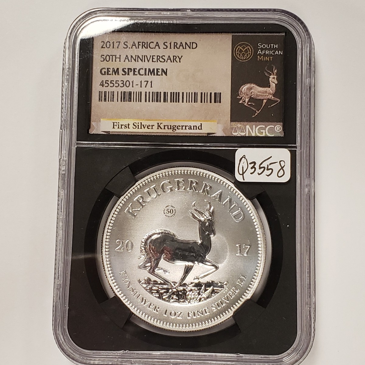 2017 South Africa 1 oz .999 Silver Krugerrand 50th - NGC Gem