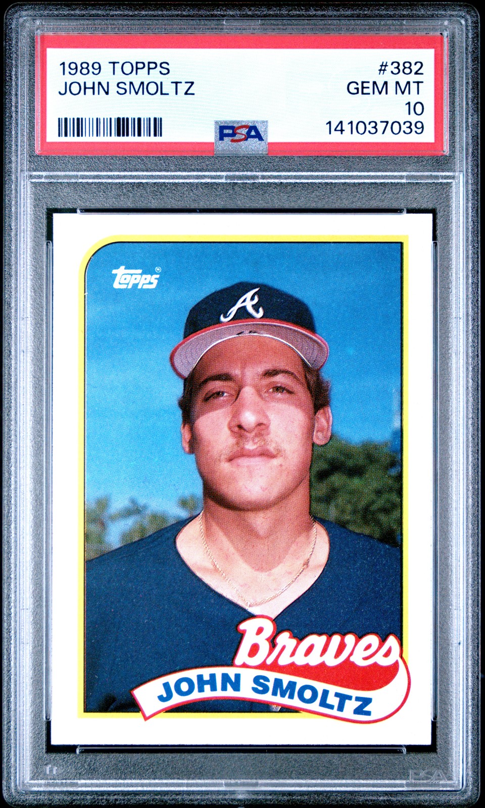 1989 TOPPS #382 JOHN SMOLTZ ROOKIE RC PSA 10