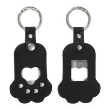 Pet Hair Keychain Cat Paw Shaped Keyring Black 2Pcs