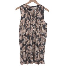 Faherty Womens Isha Pintuck Dress Linen Tropical Palm Small