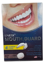 Uniedi Mouth Guard -For Clenching Teeth - 4 guards-2 sizes - 12 cleaning tablets