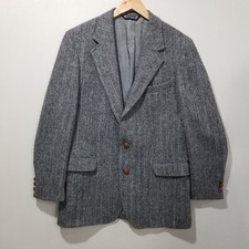 Vintage Harris Tweed Blazer 40 Sport Coat Jacket Gray Black Herringbone Wool
