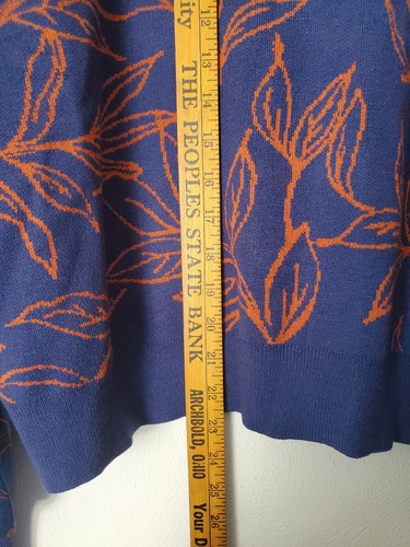 Women's En Merci & Merci Navy Rust Mixed Media Sweater Blouse Medium NWT - Picture 12 of 15